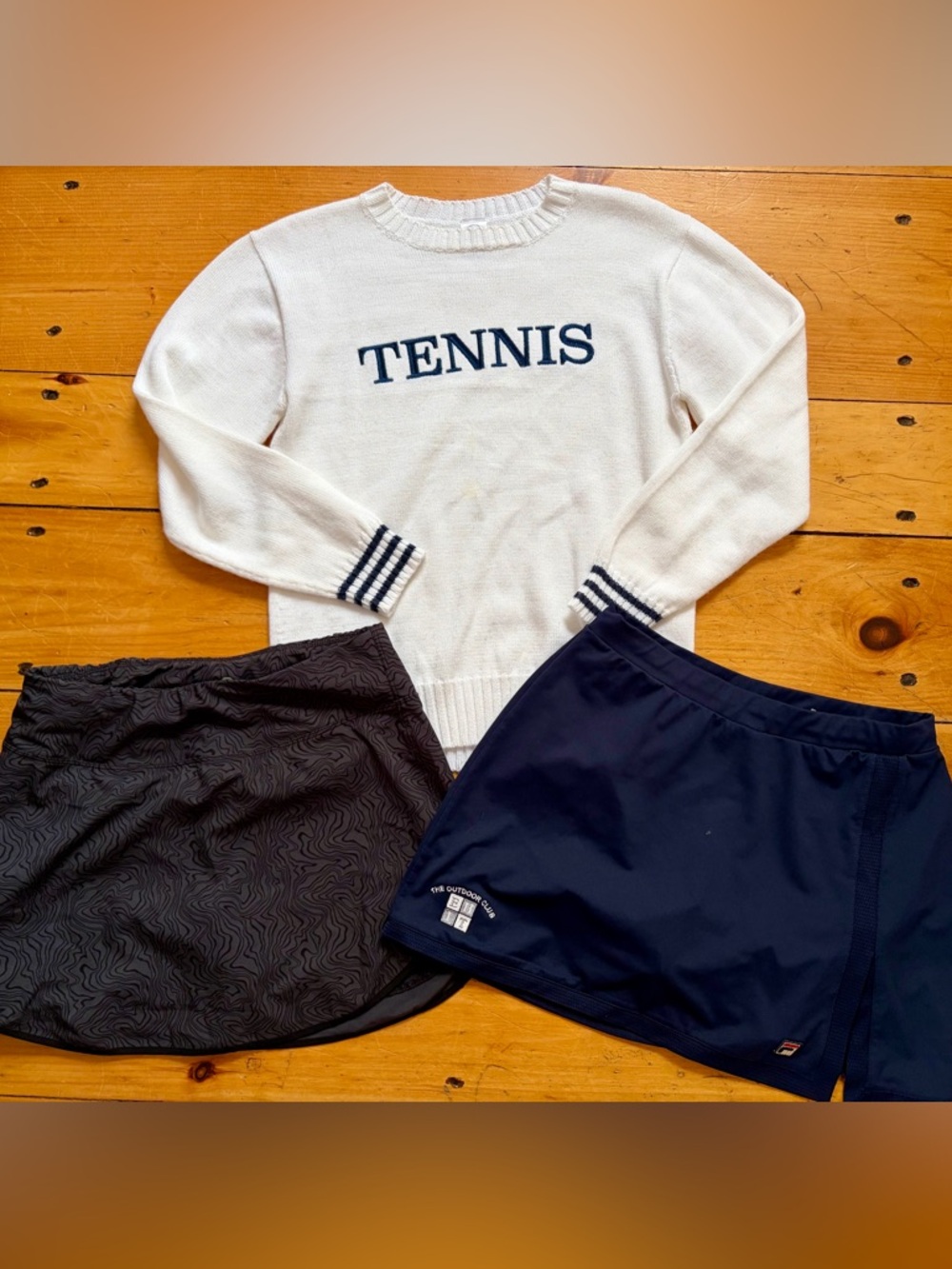 Preppy Tennis Outfit Bundle Fila Skirt + Knit Sweater XS/S